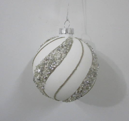 Glaskugel Cream-Silver – Ø 10 cm