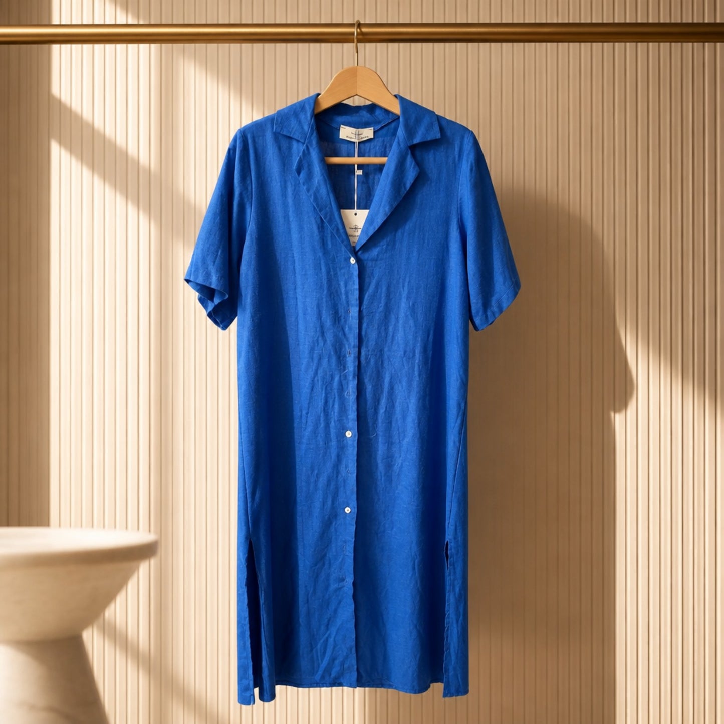 Leinenkleid in Royalblau – Made in Italy