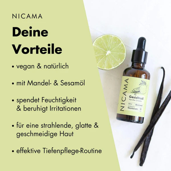 NICAMA Gesichtsöl Vanille-Limette | Naturkosmetik für strahlende Haut