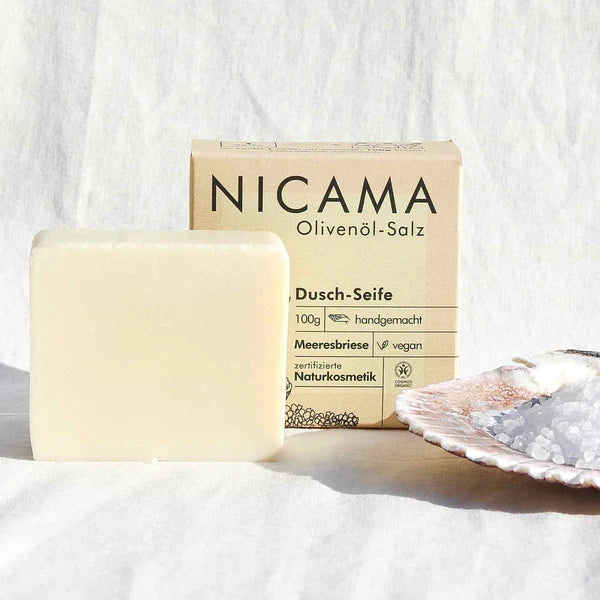 NICAMA Dusch-Seife Olivenöl-Salz | Handgemachte Naturkosmetik