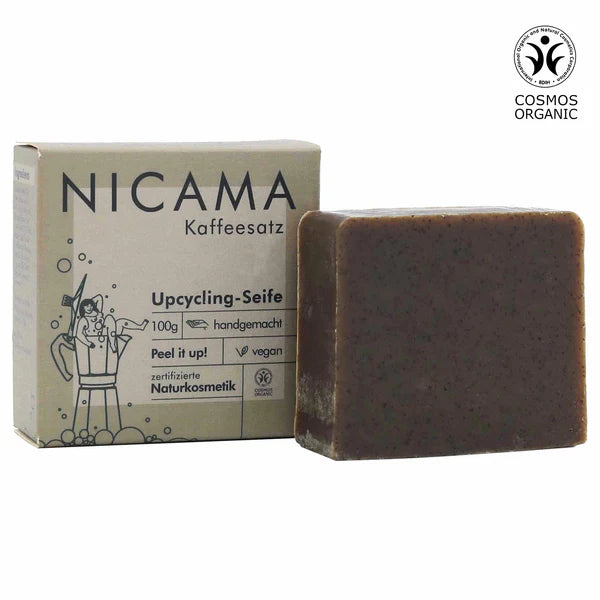 NICAMA Upcycling-Seife Kaffeesatz | Handgemachte Naturkosmetik mit Peeling