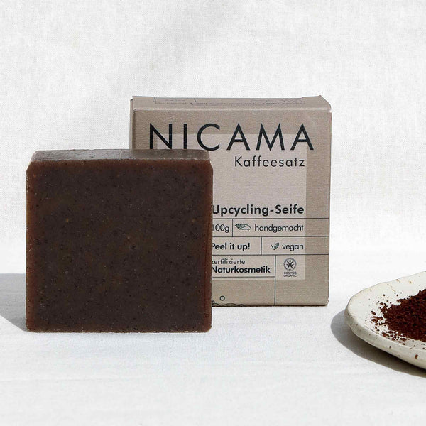 NICAMA Upcycling-Seife Kaffeesatz | Handgemachte Naturkosmetik mit Peeling