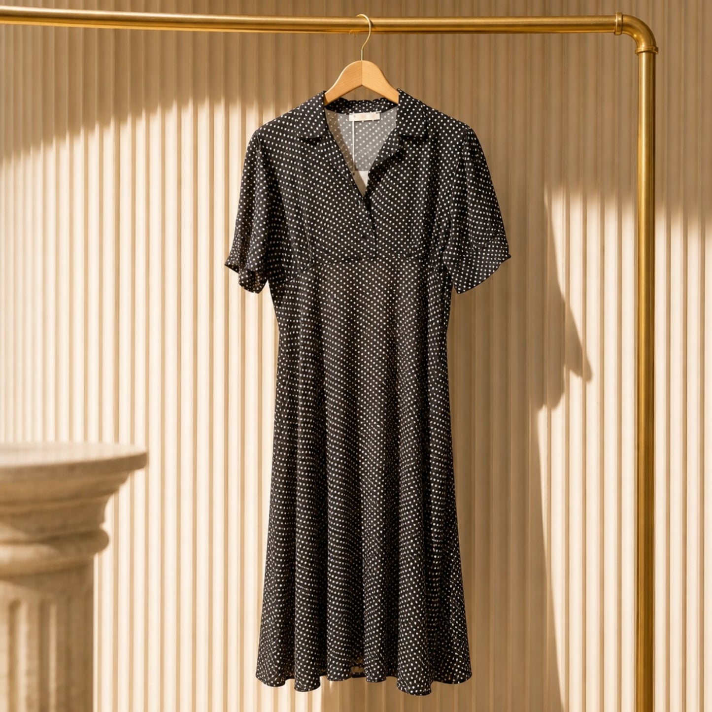 Gepunktetes Midikleid – Polka-Dot, 100 % Viskose | V. Milano