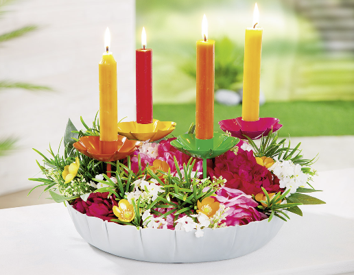 Blüten-Stecker mit Kerzenhalter Gelb | Gartendeko & Outdoor-Accessoire