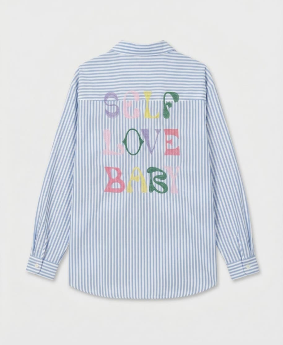 SELF LOVE BABY Hemd – gestreift & bestickt | 100% Baumwolle Bluse Das Zierwerk