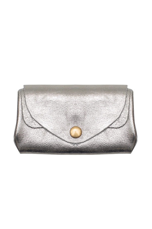 Mini-Geldbörse – Metallic-Leder | Silber | Made in Italy