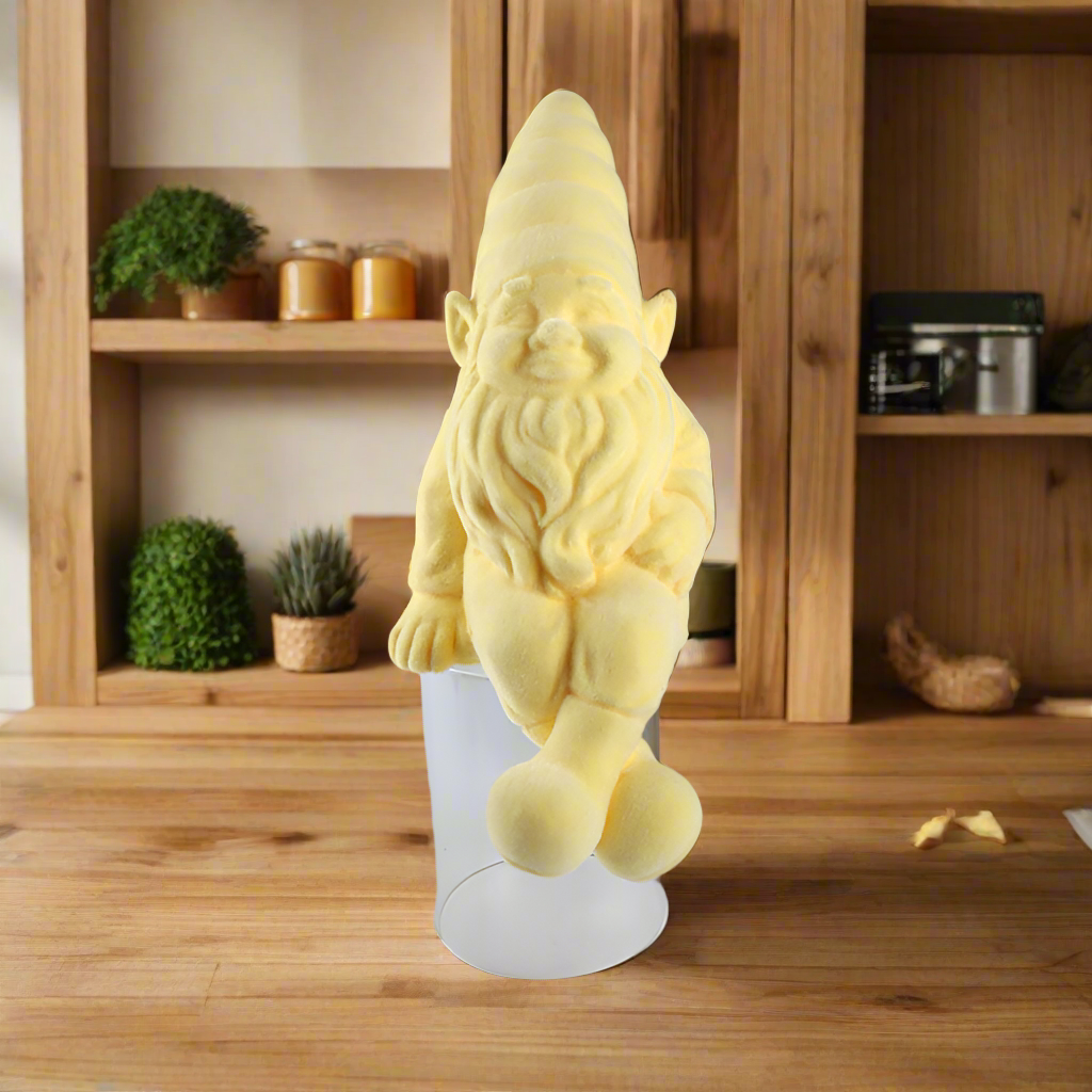 Zwerg Kantenhocker – Cremefarben mit Flockbeschichtung, 30 cm