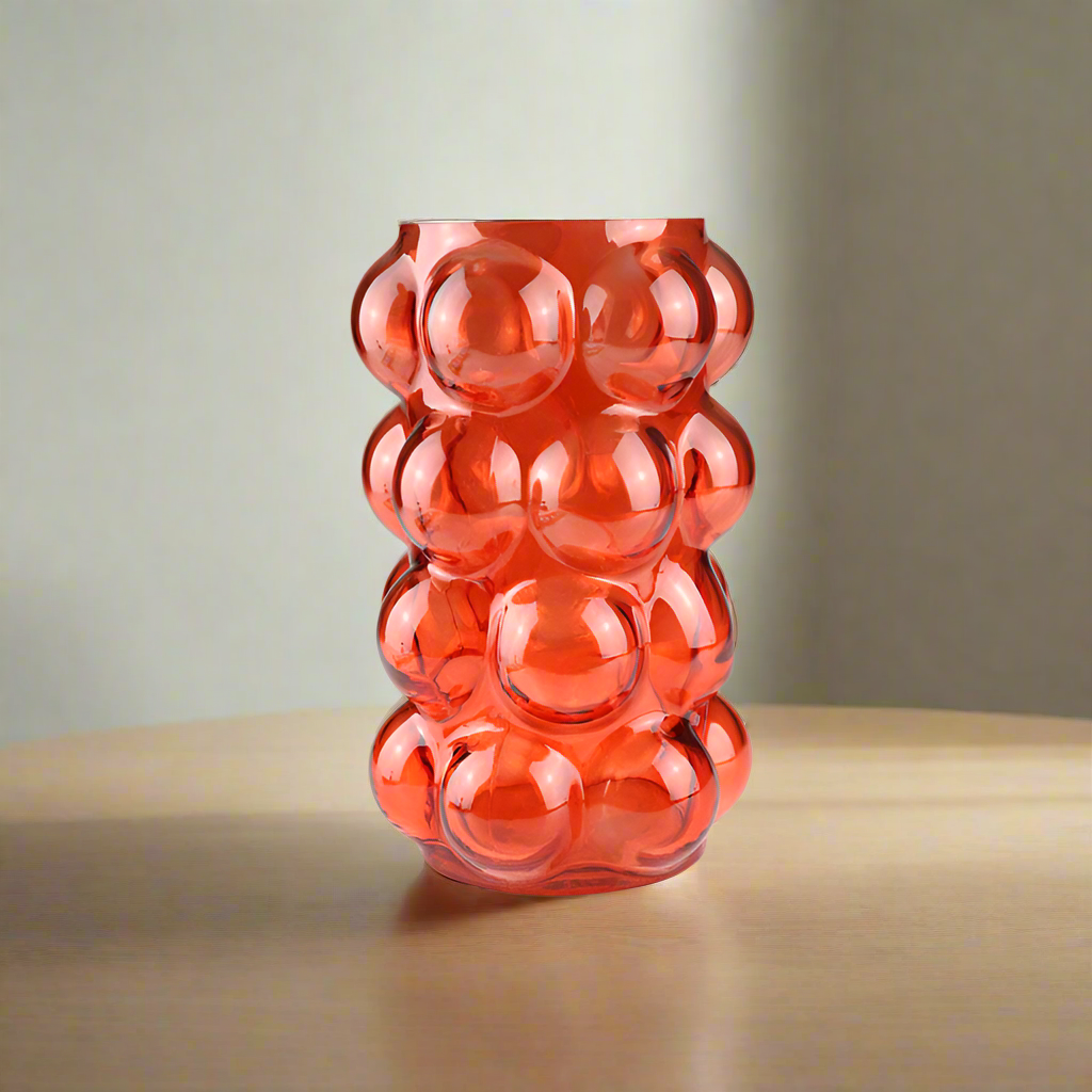 Vase Orange – Glasdesign mit Bubble-Struktur | 25×15 cm