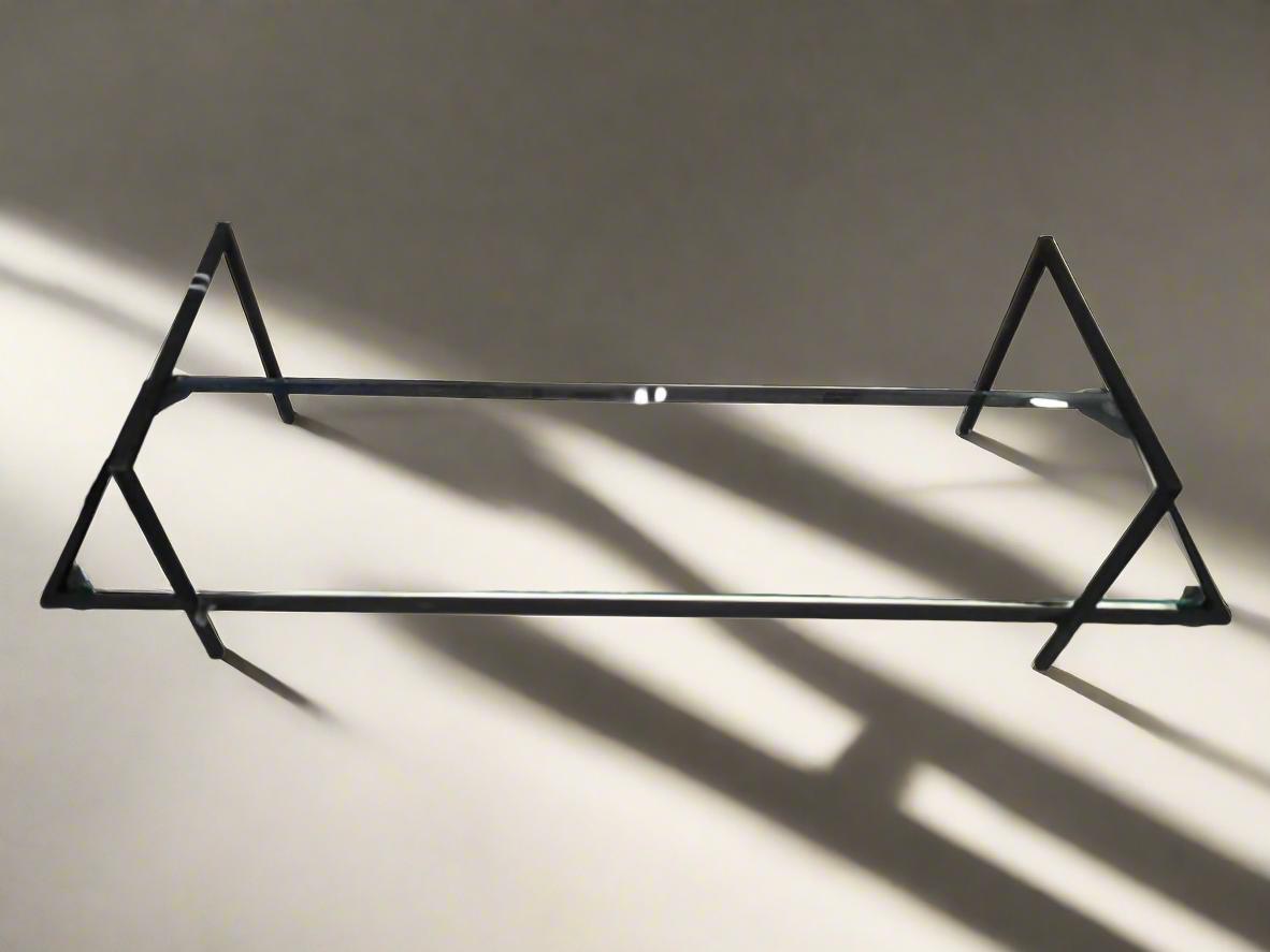 Kerzenhalter mit Glasplatte & Gravur – Schwarz, 45 cm