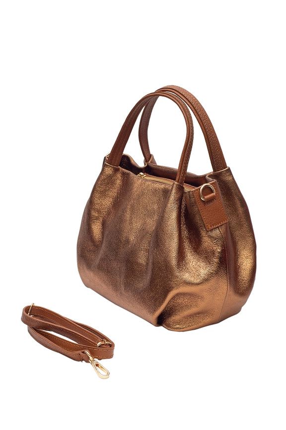 Metallic-Lederhandtasche