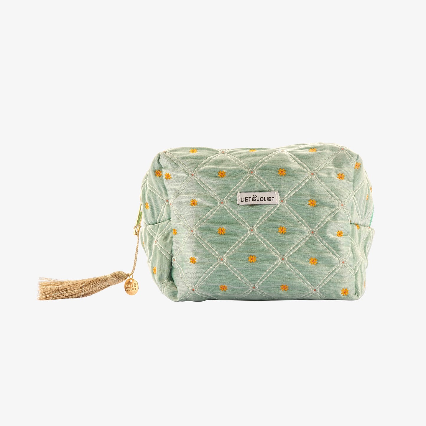 Edle Kosmetiktasche in Mint mit Stickerei – Stilvolle Aufbewahrung für unterwegs