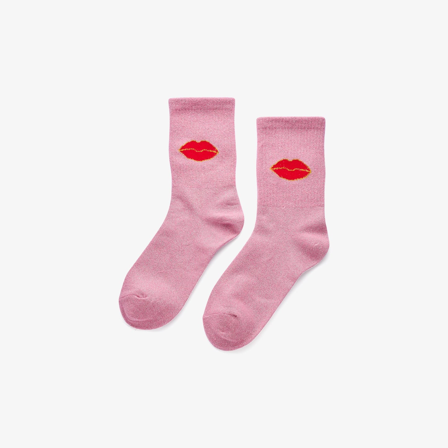 Glitzer-Socken Rosa mit Lippen-Motiv Socken Biba