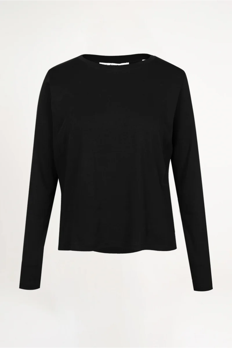 Langarmshirt „Tenja“ aus 100 % Bio-Baumwolle – Schwarz (Größe M)