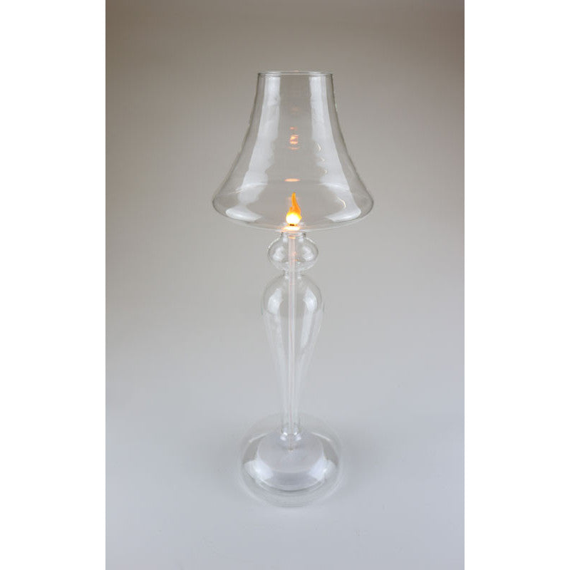 LED Lampe mit Flamme – klares Glas, 42 × 14 cm