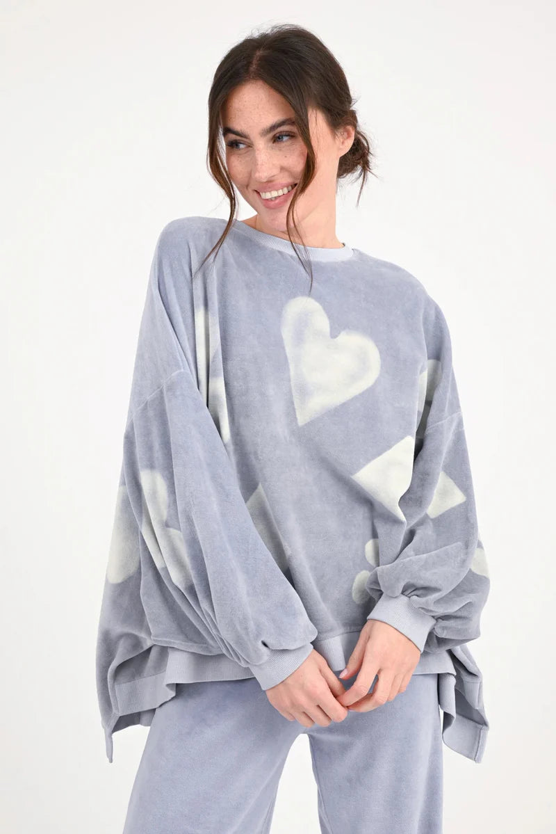Oversize Sweatshirt aus Frottee – Spielkarten-Design