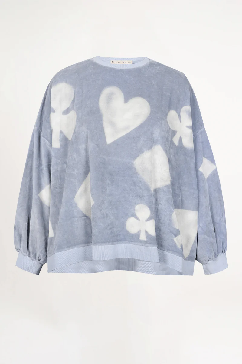 Oversize Sweatshirt aus Frottee – Spielkarten-Design
