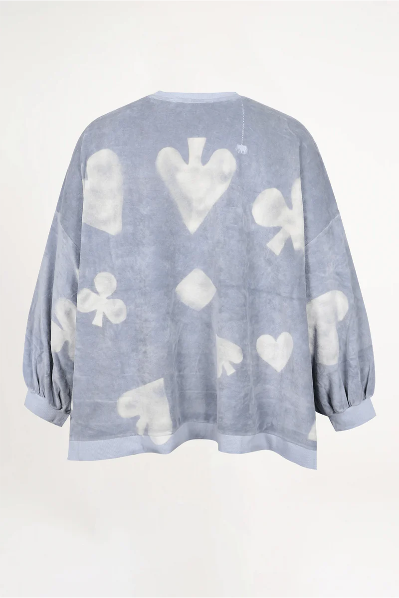 Oversize Sweatshirt aus Frottee – Spielkarten-Design