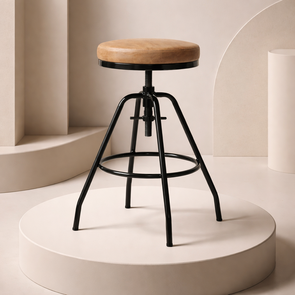 Nostalgischer Hocker im Factory-Stil – höhenverstellbar Kleinmöbel Ib Laursen