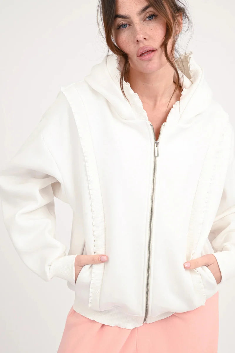 Sweatjacke mit Rüschen | Love Joy Victory | (Größe M / L)