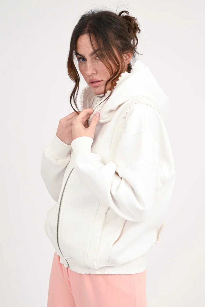 Sweatjacke mit Rüschen | Love Joy Victory | (Größe M / L)