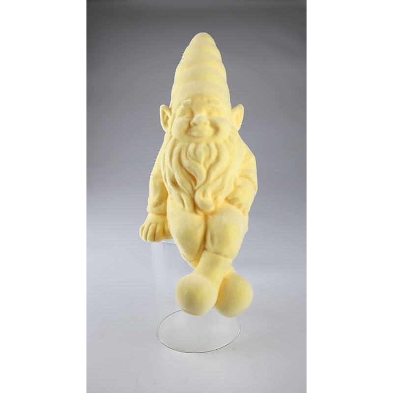 Zwerg Kantenhocker – Cremefarben mit Flockbeschichtung, 30 cm