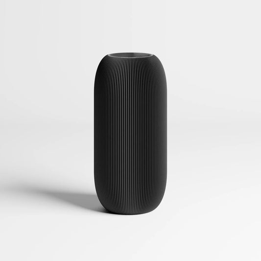 Minimalistische Vase aus 3D-Druck in Schwarz – Design von Dennis Maass