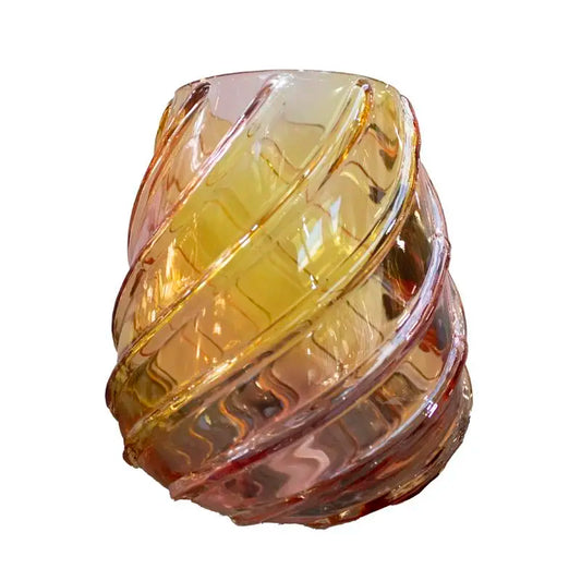 Vase Glas Swirl Gelb Pink Lila
