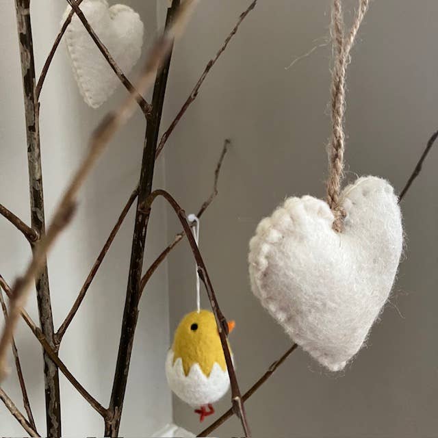 Filzanhänger Herz Off-White | Handgemacht in Nepal