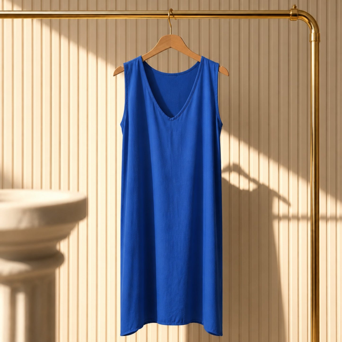 Maxikleid aus 100 % Viskose in Royalblau – Made in Italy