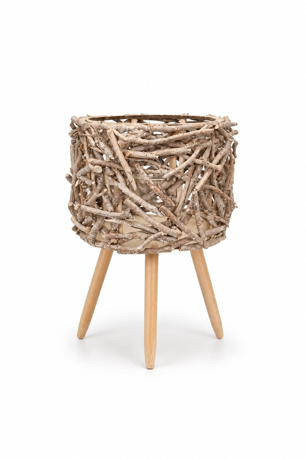 Laterne auf Holzfüßen mit Glaseinsatz – Natur 30 × 30 × 23 cm Windlicht Das Zierwerk
