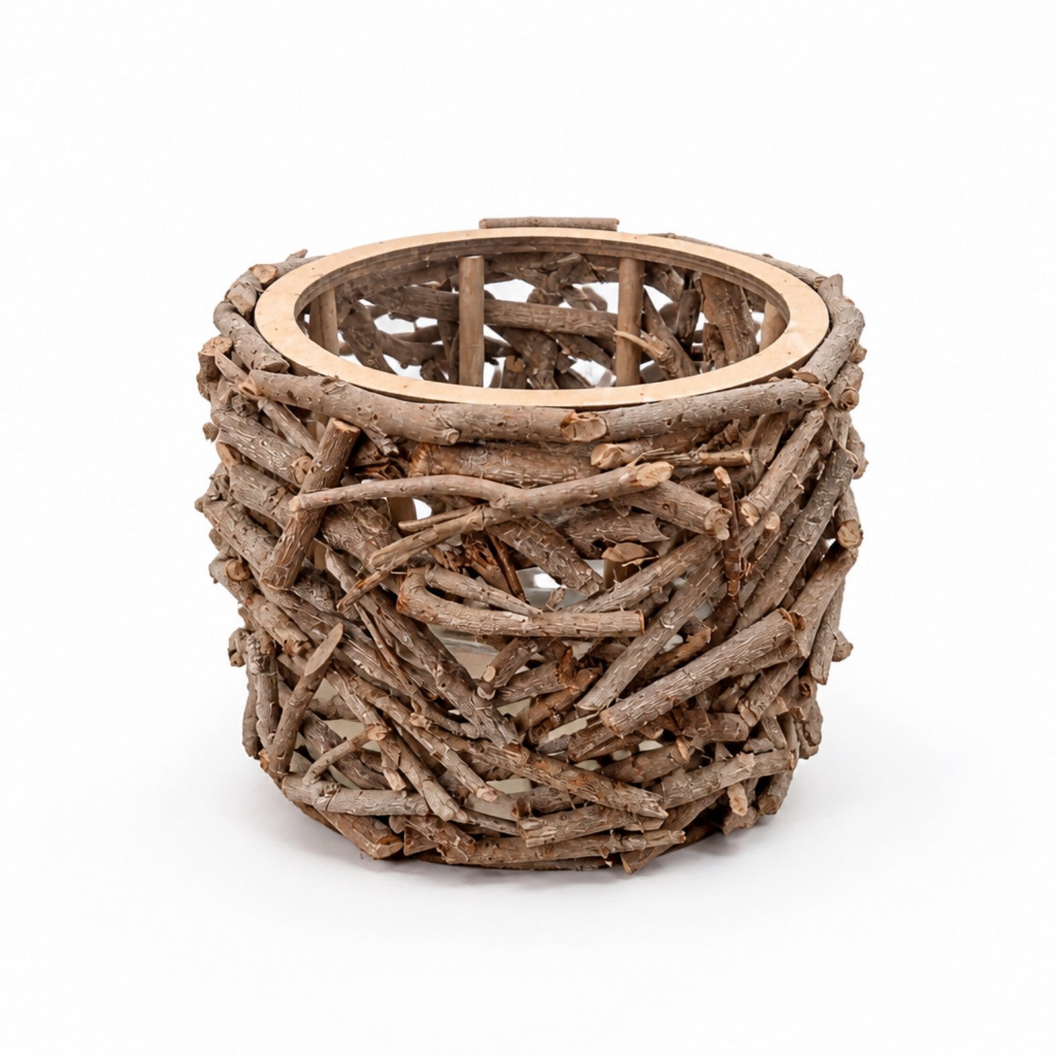Laterne aus Naturholz mit Glaseinsatz – Natur 26 × 26 × 22 cm Windlicht Das Zierwerk
