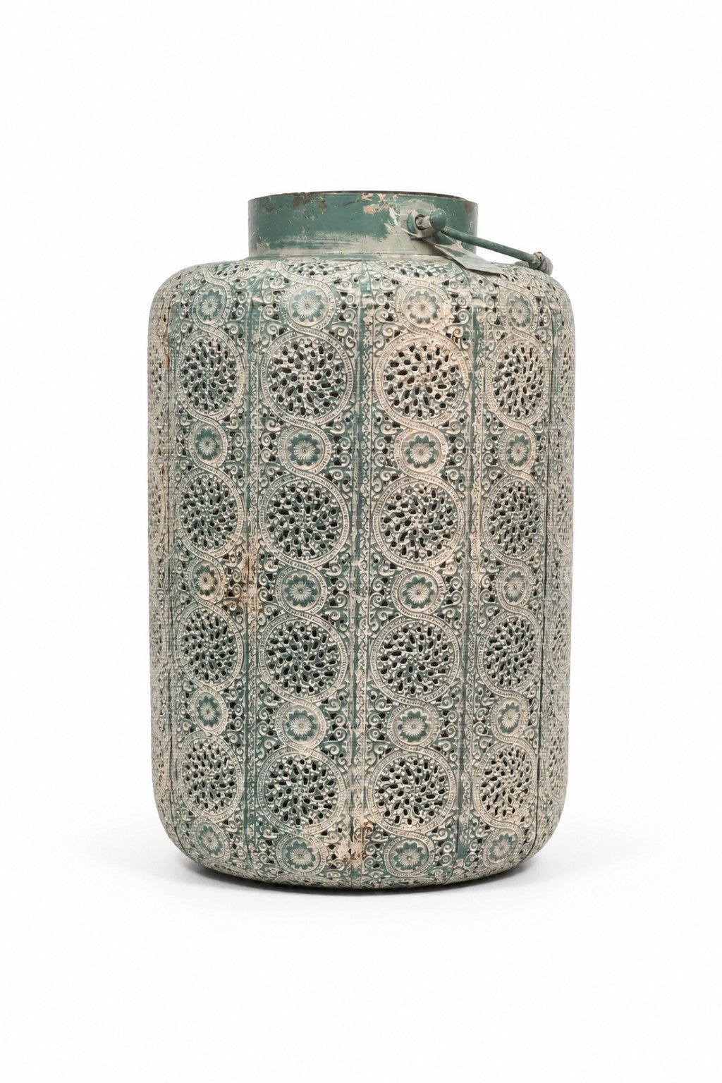 Vintage-Laterne Shabby Chic – Türkis – Ø 30,5 × H 46 cm Laterne Das Zierwerk