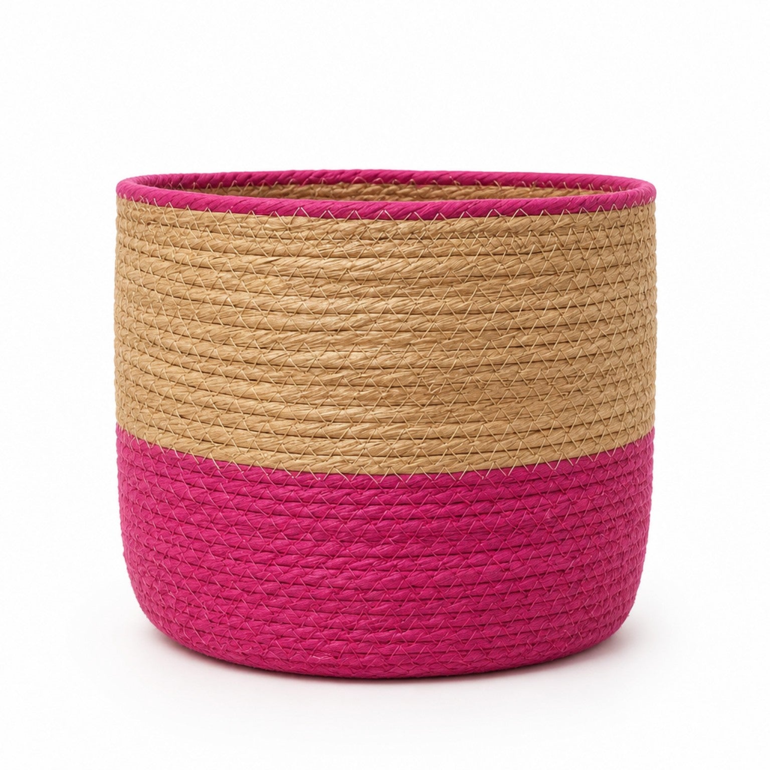 Aufbewahrungskorb Pink/Natur – 25 × 25 × 25 cm Korb Das Zierwerk