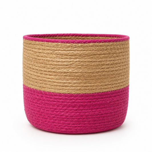Aufbewahrungskorb Pink/Natur – 25 × 25 × 25 cm Korb Das Zierwerk