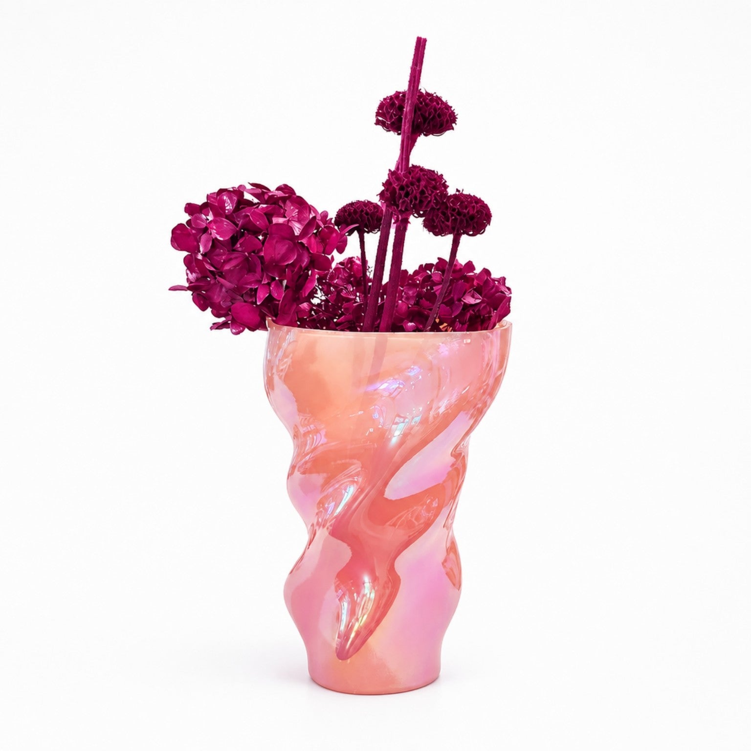 Glasvase „Twist“ Pink irisierend – 20 × 30 cm Vase Das Zierwerk