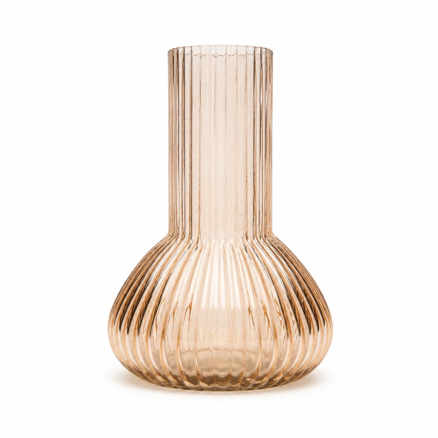 Glasvase mit Rillen – Orange/Amber, 24 cm Vase Das Zierwerk