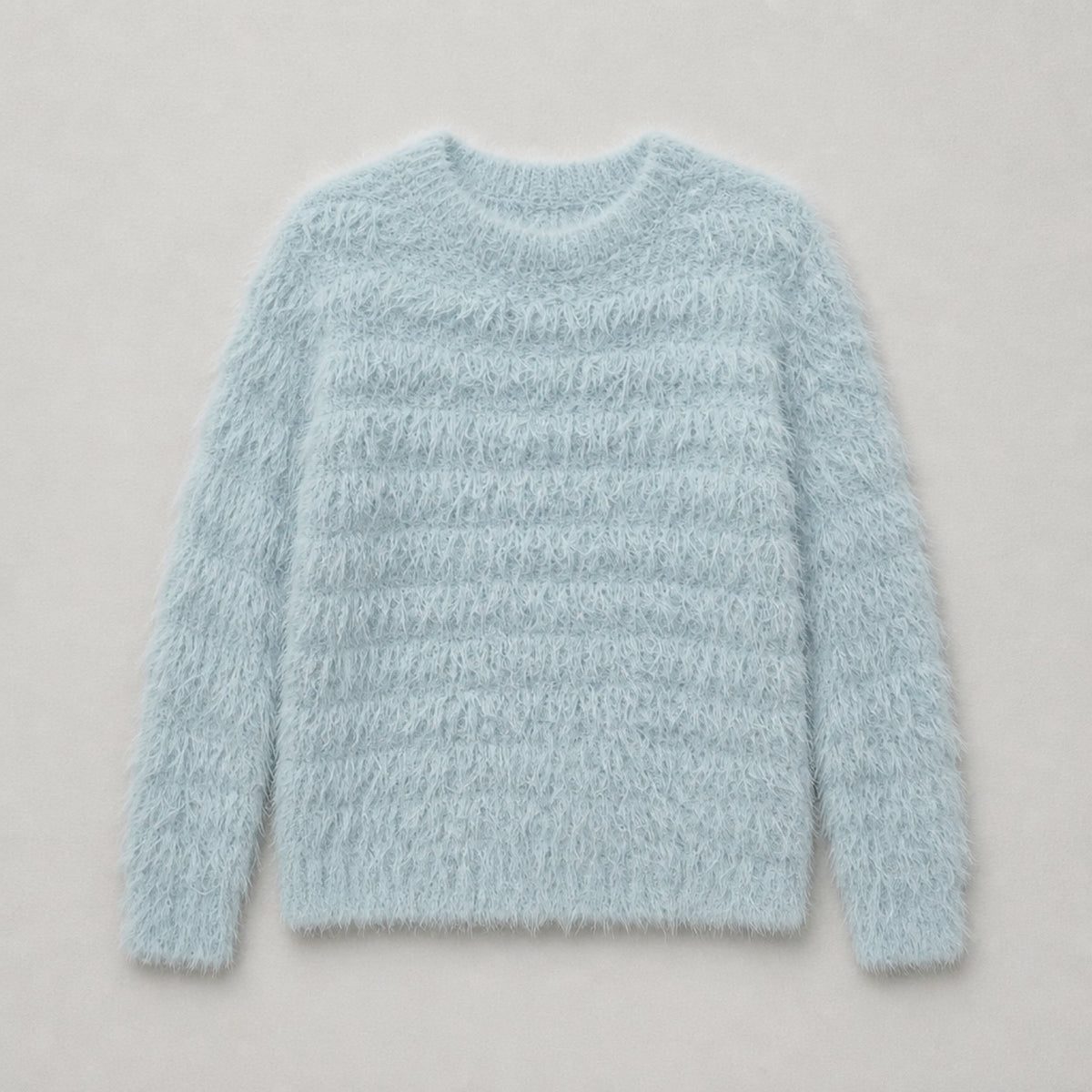 Damen Pullover Hellblau – Flauschiger Strukturstrick | S/M Pullover Das Zierwerk