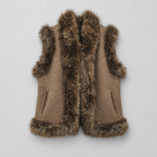 ATTENTIF Wendeweste Damen – Felloptik & Velours-Look in Braun | Einheitsgröße Weste Attentif