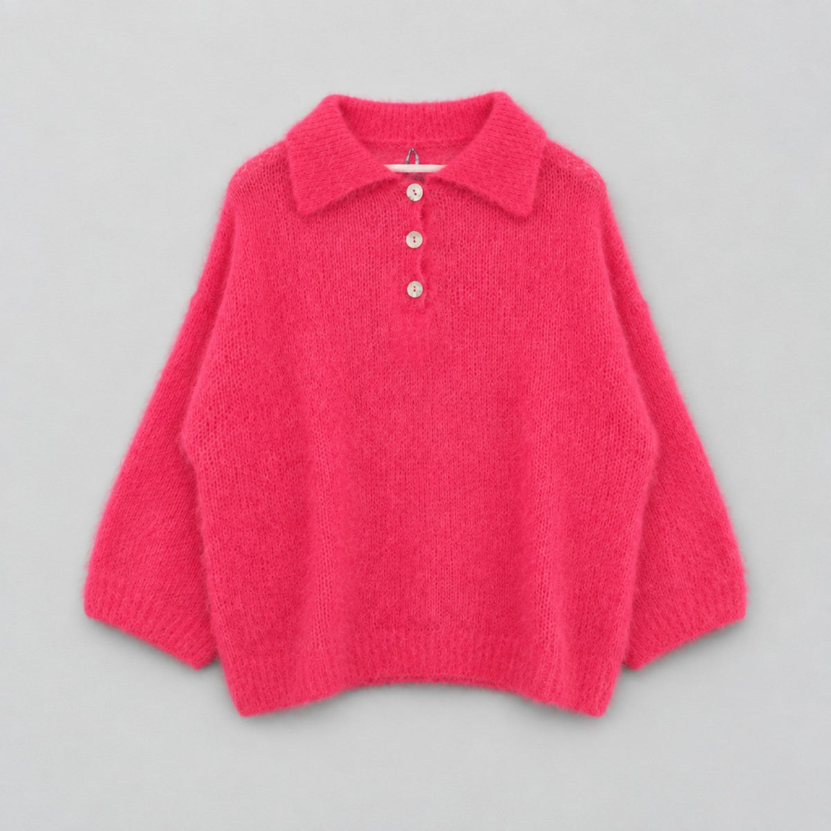 Damen Mohair-Pullover in Korallrot mit Polokragen | 80 % Kid Mohair – Made in Italy Pullover Das Zierwerk