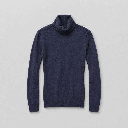 Basic Rollkragenpullover in Dunkelblau – schmal & körpernah Rolli Das Zierwerk