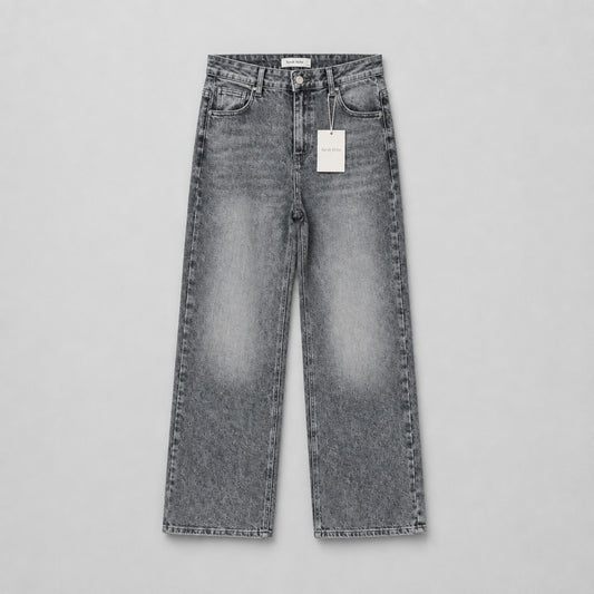 Super Stretch Jeans in Grey Washed – Wide Leg | Größe 42 Jeans Sarah John