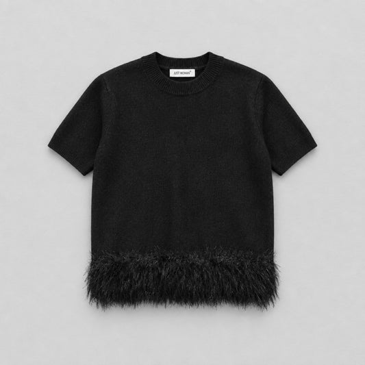 Strickshirt mit Fransen – Schwarz | Einheitsgröße Pullover Das Zierwerk