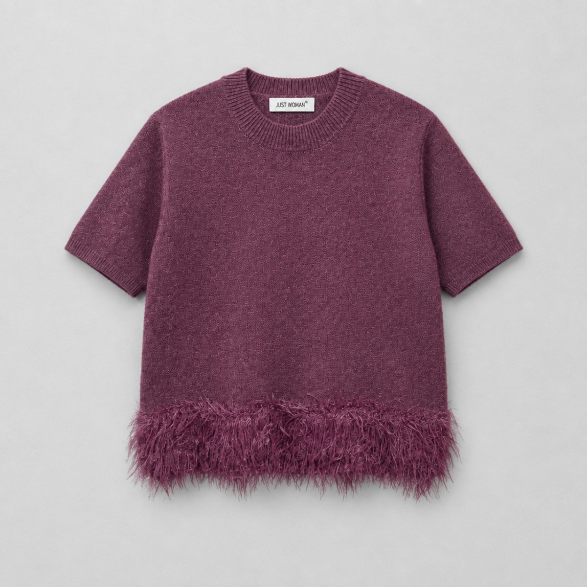 Strickshirt mit Fransen – Beerenton | Einheitsgröße