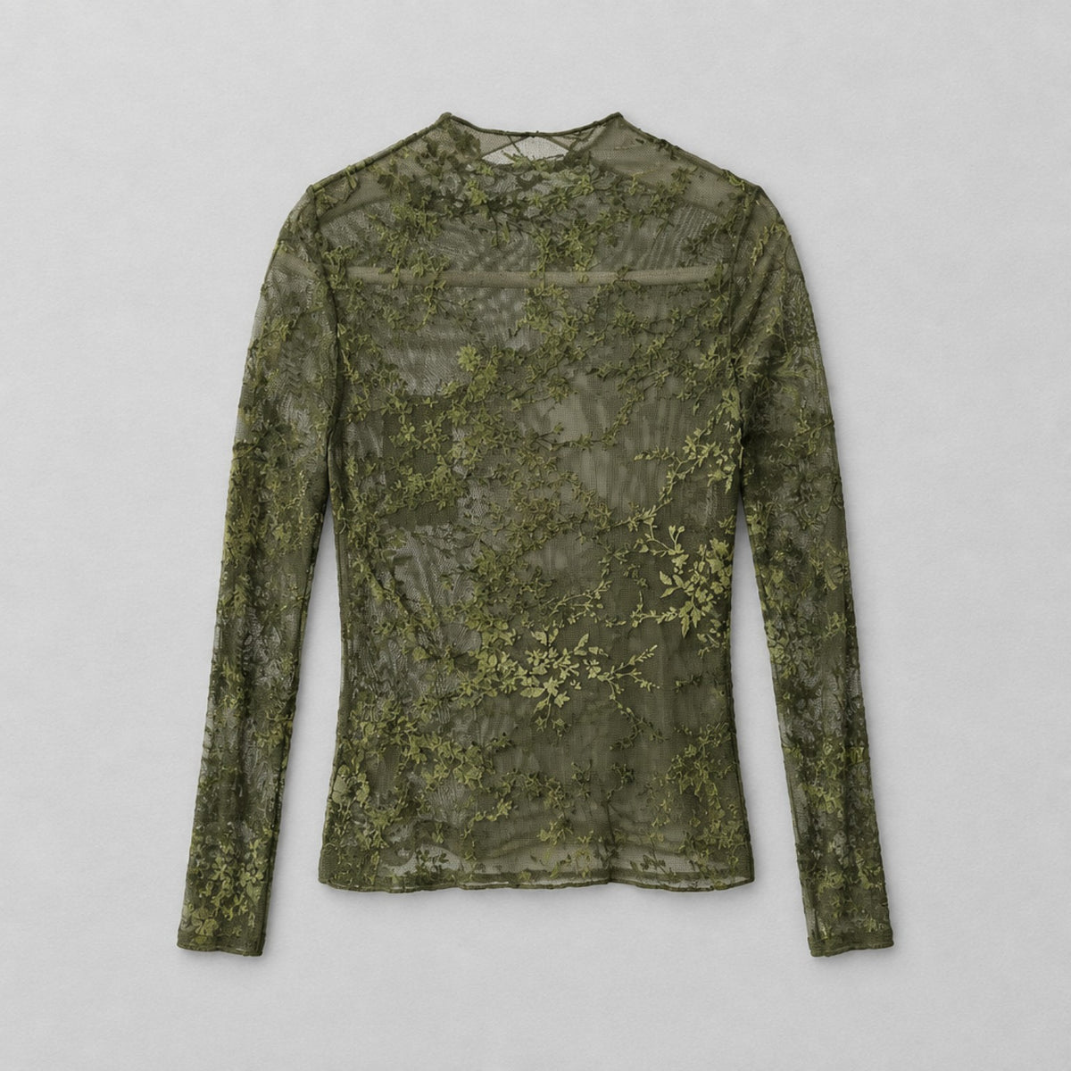 Spitzen-Longsleeve – Olivgrün