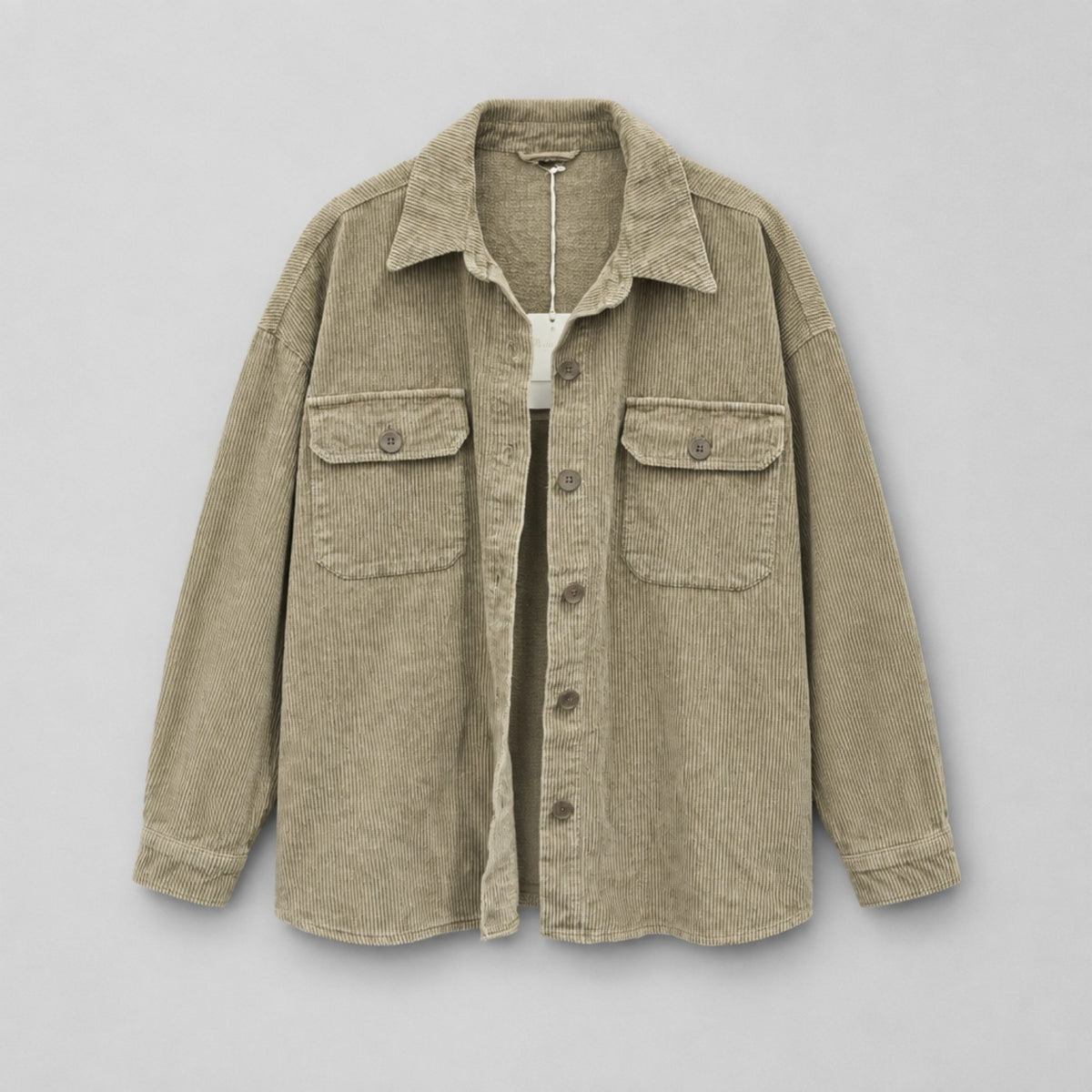Oversize-Cordhemd / Hemdjacke – Taupe