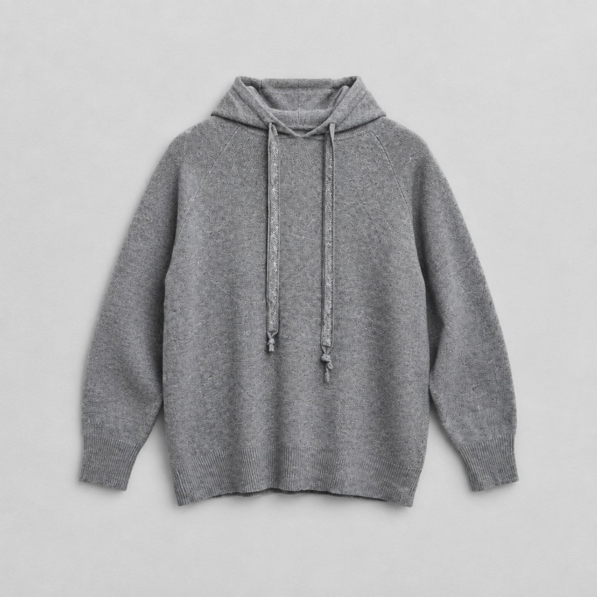 Strick-Hoodie mit Kapuze – Grau Hoodie Das Zierwerk