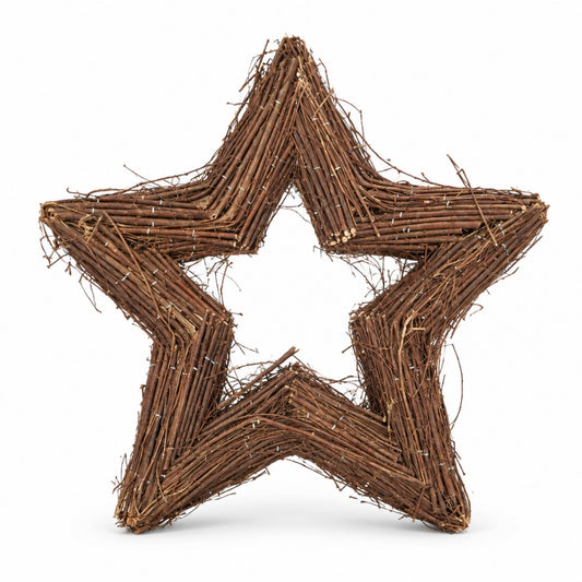 Offener Deko-Stern aus Weide – Braun, 40 × 40 cm Weihnachtsdekoration Das Zierwerk