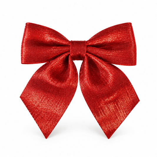 Deko-Schleife Rot, leicht glänzend – 15 × 16 cm Weihnachtsdekoration Das Zierwerk