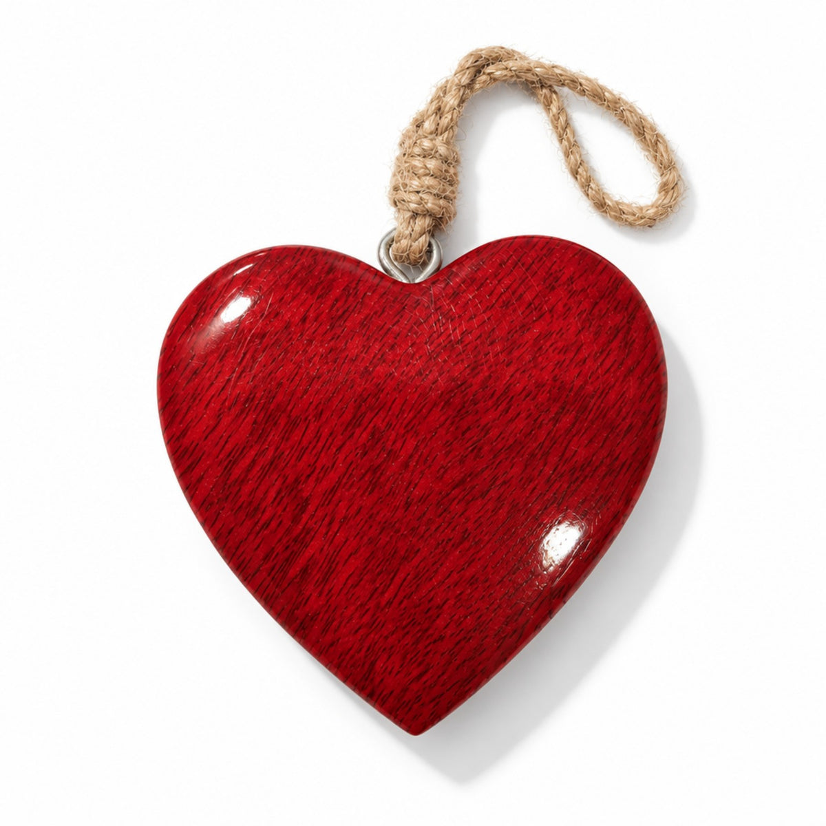 Deko-Herz aus Mangoholz zum Aufhängen – Rot, 10 × 10 cm Deko Das Zierwerk