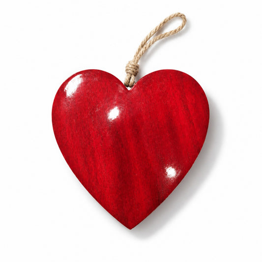 Deko-Herz aus Mangoholz zum Aufhängen – Rot, 20 × 20 cm Deko Das Zierwerk